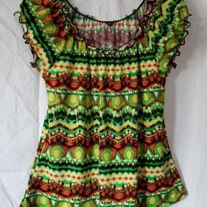 Women's Rasta color Boutique shirt stretch